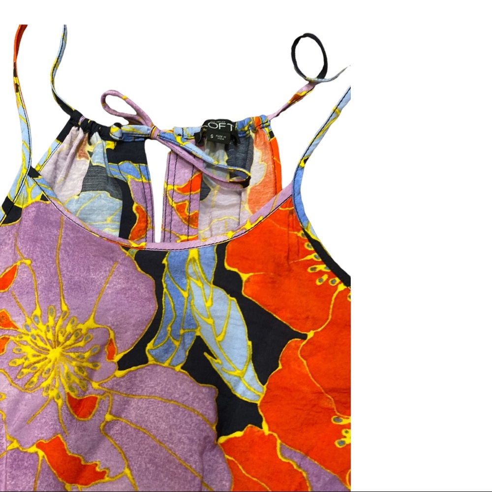 Ann Taylor LOFT Floral Short ROMPER with Tassel SMALL - Picture 4 of 7